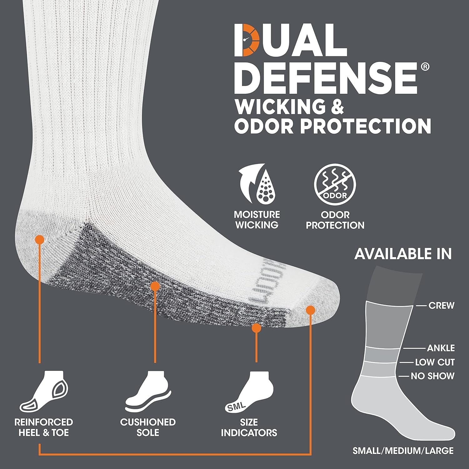 Boys' 10 Pair Pack Dual Defense Cushioned Comfort Socks