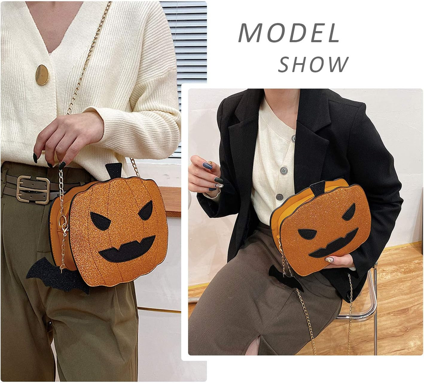 Women Pumpkin Shoulder Bag Novelty Devil Crossbody Purse Fashion Halloween Trick or Treat Purses and Handbags