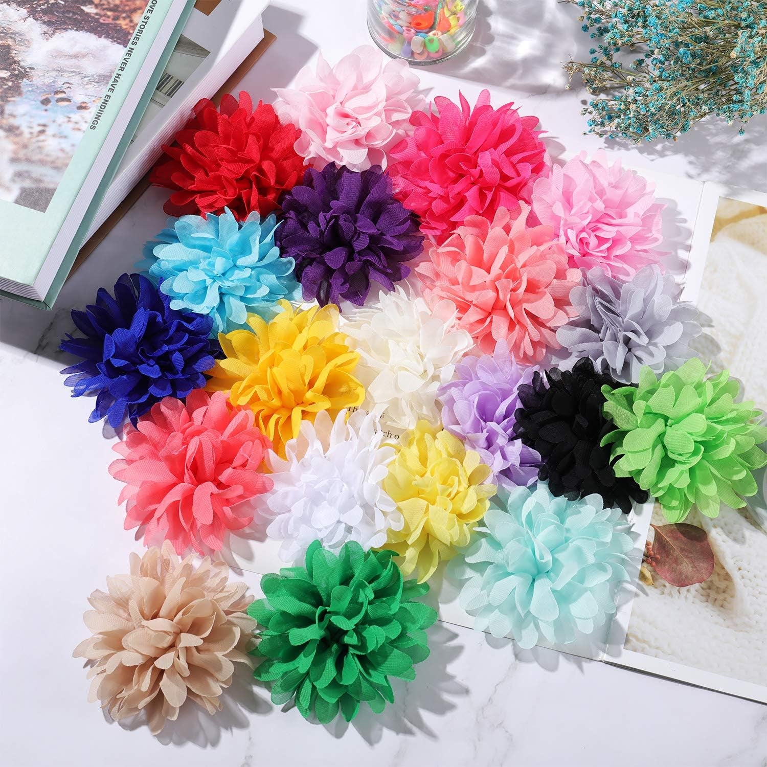 20 Pcs 4.7 Inch Dog Collar Flowers Bow Multicolored Pet Bow Collar Charms Accessories for Puppy Cat Dog Pet Grooming Accessories