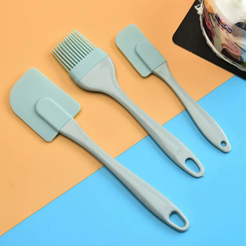 3Pcs Cream Scraper DIY Bread Cake Butter Spatula Mixer Oil Brushs Kitchen Baking Tools Silicone Spatula Non-Stick Kitchen