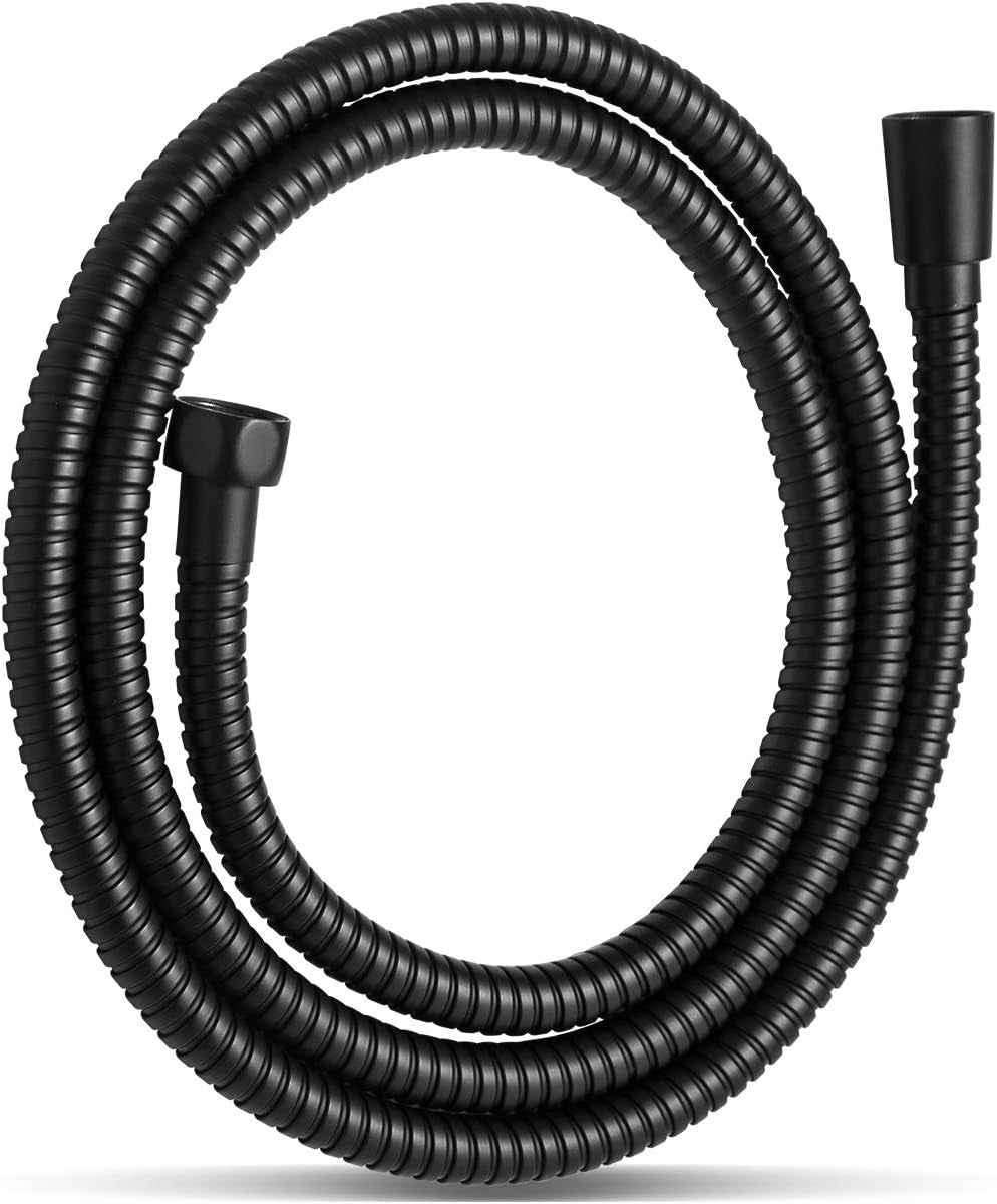 Shower Hose, Kink Free Stainless Steel Shower Hose Attachment Electroplating Handheld Shower Head Hose Flex Hoses Extension with Brass Insert & Nut for Pet Bathing Cleaning 60 Inch, Matte Black