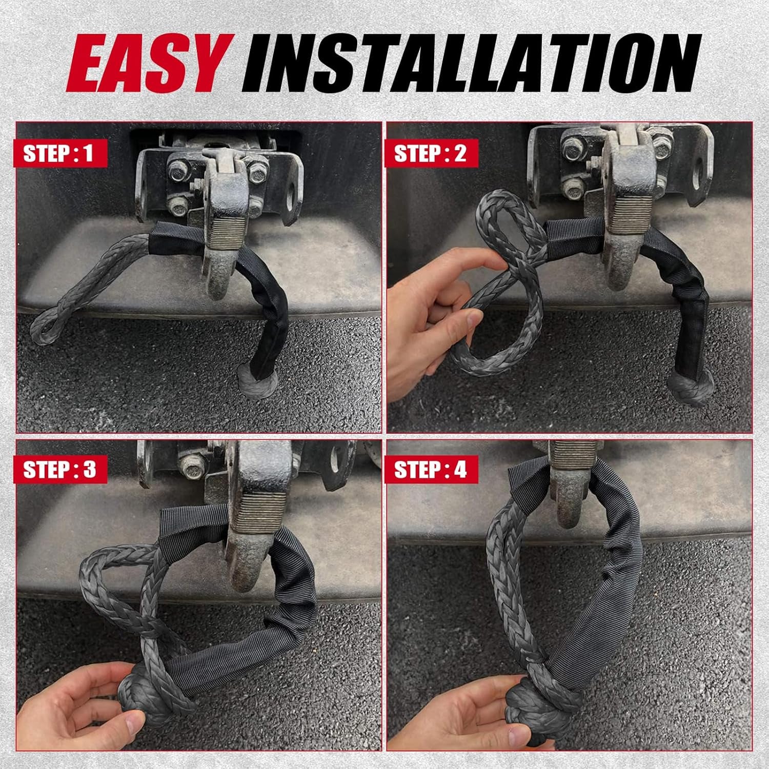 1/2 Inch X 22 Inch Soft Shackles 2 Pack Soft Shackle, (57,000 LBS Breaking Strength) with Protective Sleeve for Off-Road Sailing ATV 4X4 Synthetic Road Recovery Rope Soft Shackle for Recovery