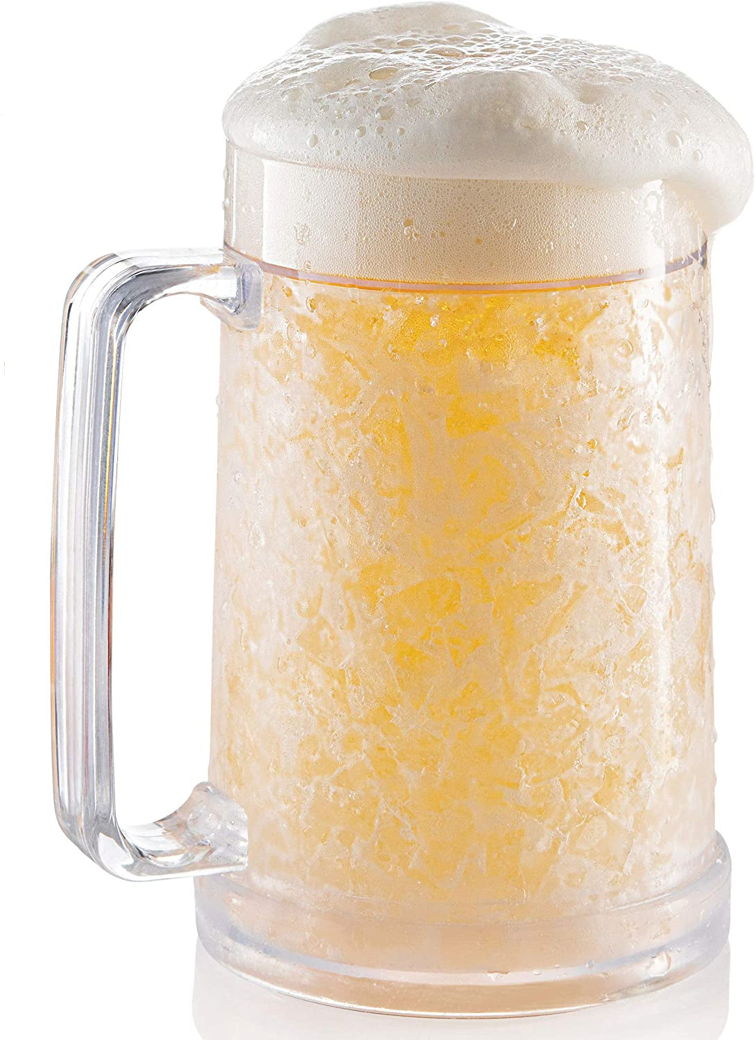 Beer Mugs for Freezer, Double Wall Insulated Plastic Glasses – Freezer Mugs, 16 Oz – Perfect Frozen Beer Mugs for Home Bar Accessories, Gifts for Men, 1 Pack