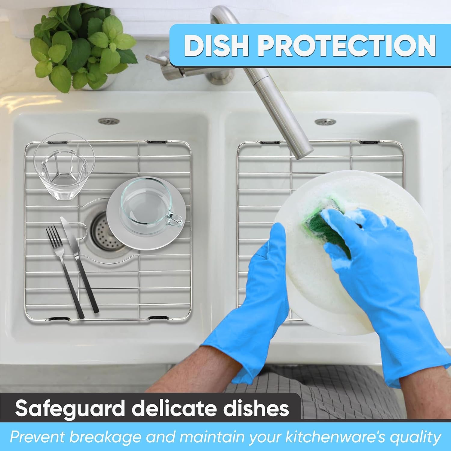 Stainless Steel Sink Protector Mat Premium Stainless Steel Rack for Bottom of Sink Protectors for Kitchen Sinks 23 X 14.4 X 1