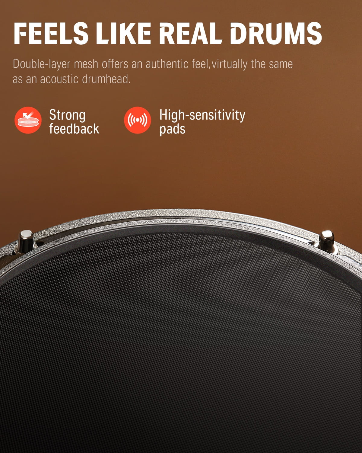 Electric Drum Set for Beginner with 180+ Sounds, Quiet Mesh Kid Child Students Electronic Drum Kit with Heavy Duty Pedals, On-Ear Headphones, DED-80 New Update Color