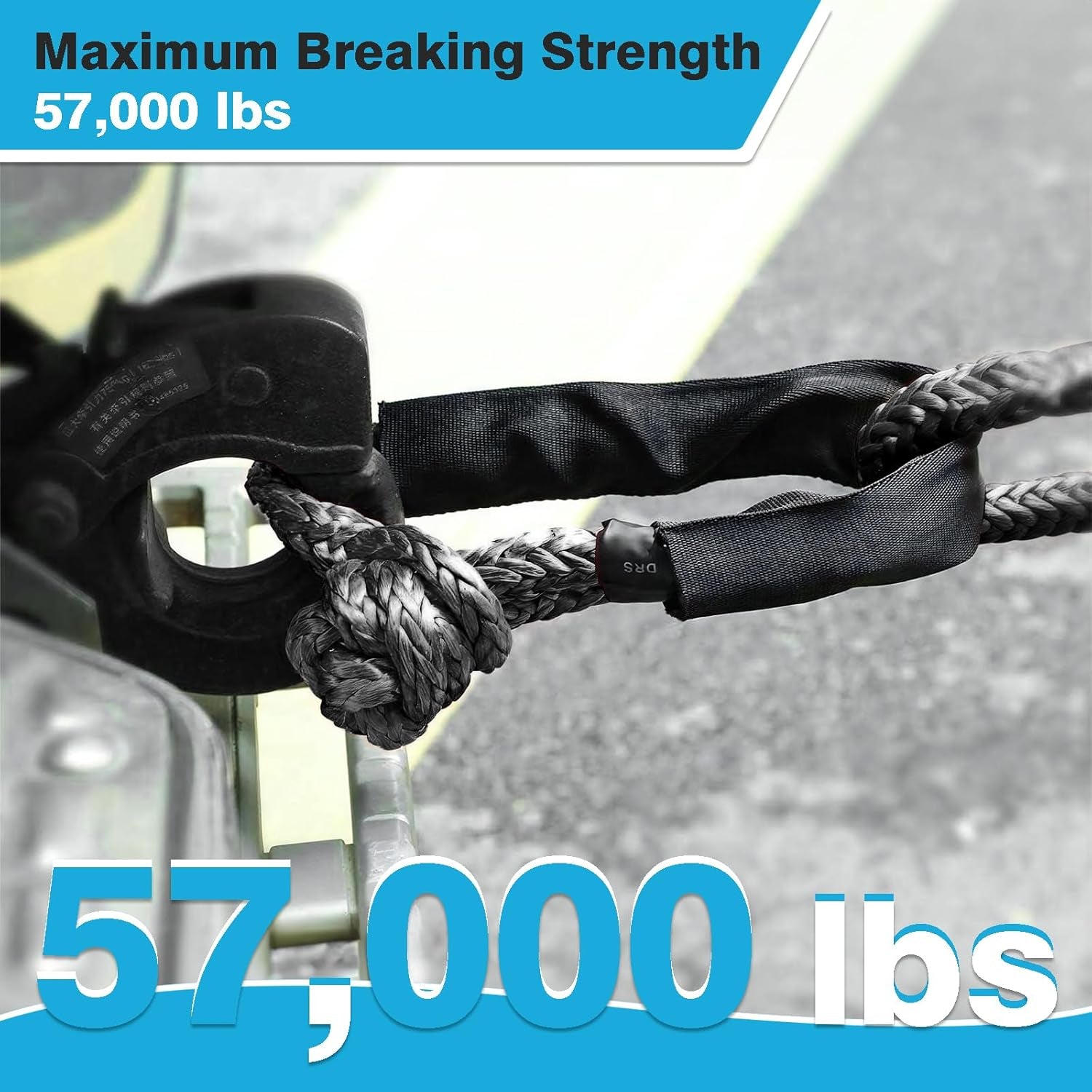 1/2 Inch X 22 Inch Soft Shackles 2 Pack Soft Shackle, (57,000 LBS Breaking Strength) with Protective Sleeve for Off-Road Sailing ATV 4X4 Synthetic Road Recovery Rope Soft Shackle for Recovery