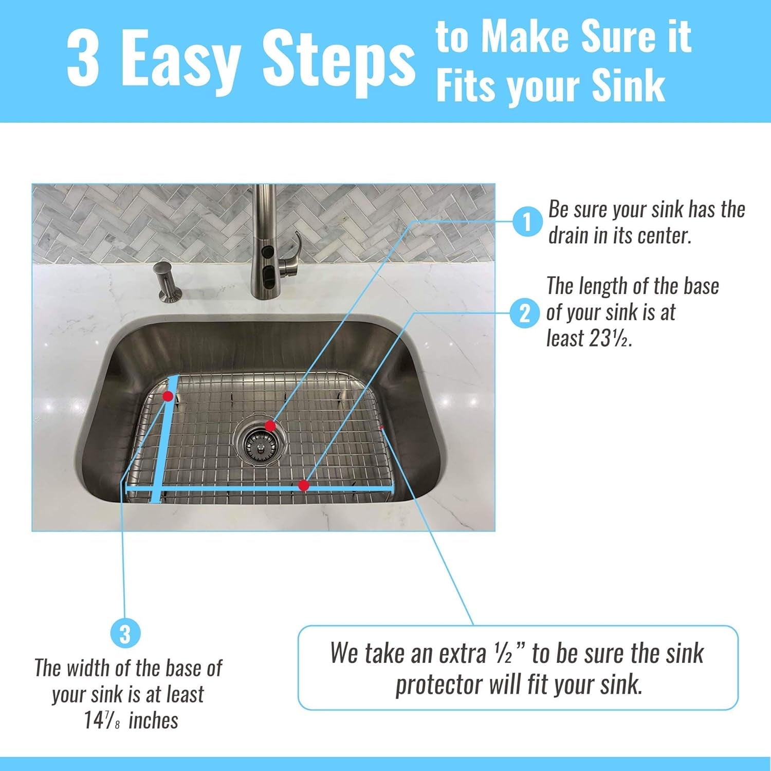 Stainless Steel Sink Protector Mat Premium Stainless Steel Rack for Bottom of Sink Protectors for Kitchen Sinks 23 X 14.4 X 1