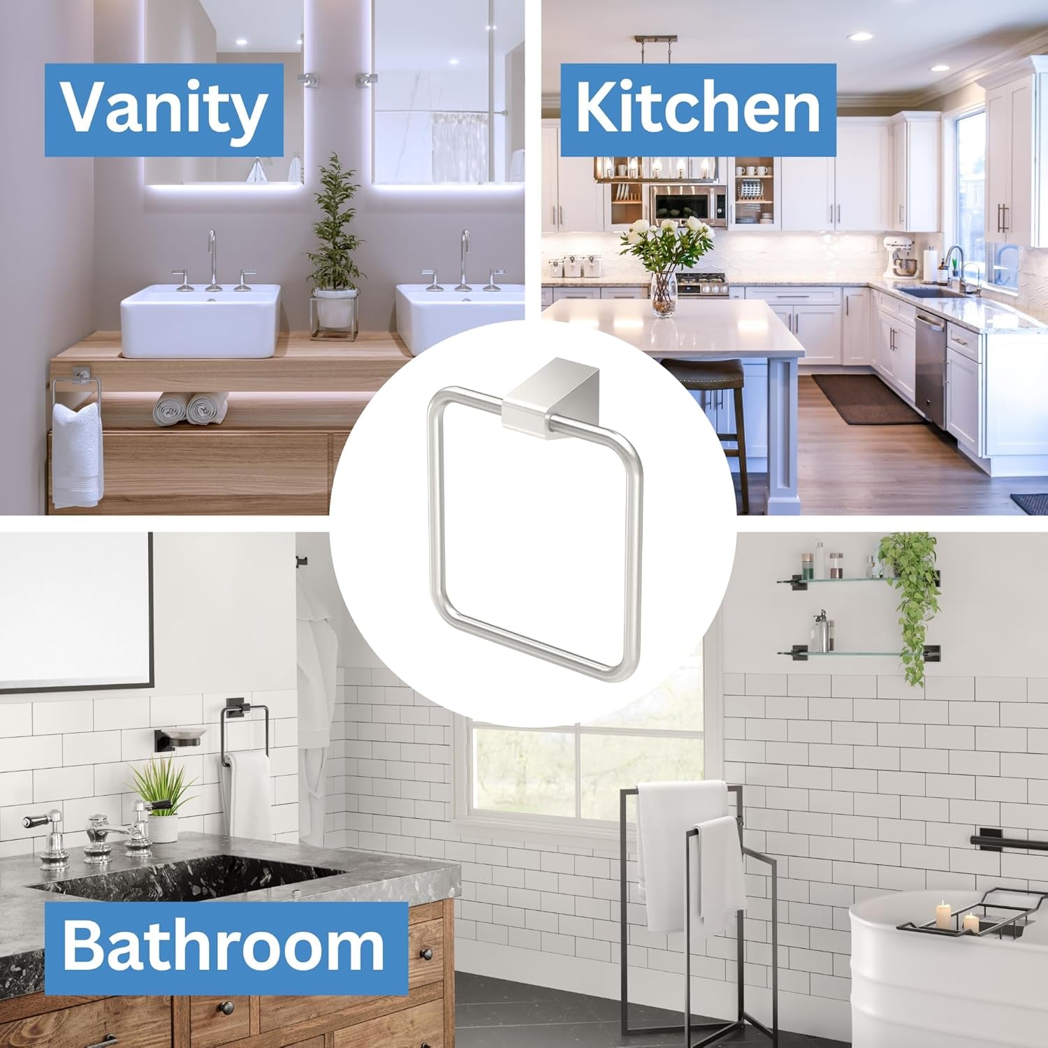 5662 A-Line Towel Ring, Satin Nickel