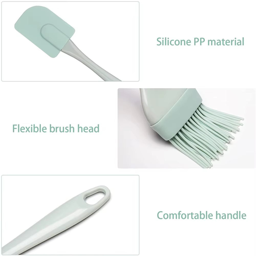 3Pcs Cream Scraper DIY Bread Cake Butter Spatula Mixer Oil Brushs Kitchen Baking Tools Silicone Spatula Non-Stick Kitchen