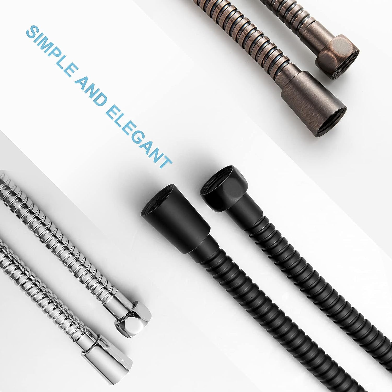 Shower Hose, Kink Free Stainless Steel Shower Hose Attachment Electroplating Handheld Shower Head Hose Flex Hoses Extension with Brass Insert & Nut for Pet Bathing Cleaning 60 Inch, Matte Black