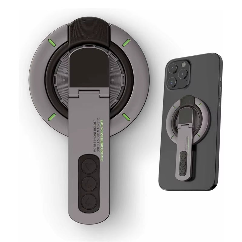 For Magsafe Phone Grip Stand, 3-In-1 Magnetic Finger Ring Holder Double-Sided Magnetic Phone Stand for Iphone 17 16 15 14 13 12