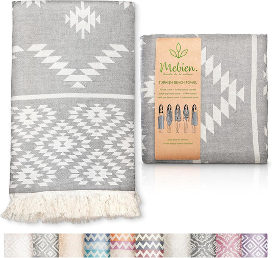 Premium Turkish Beach Towel – 35"X67" Lightweight Quick Dry Towel – 100% Cotton Sand-Free Turkish Towels – Vintage Dark Grey