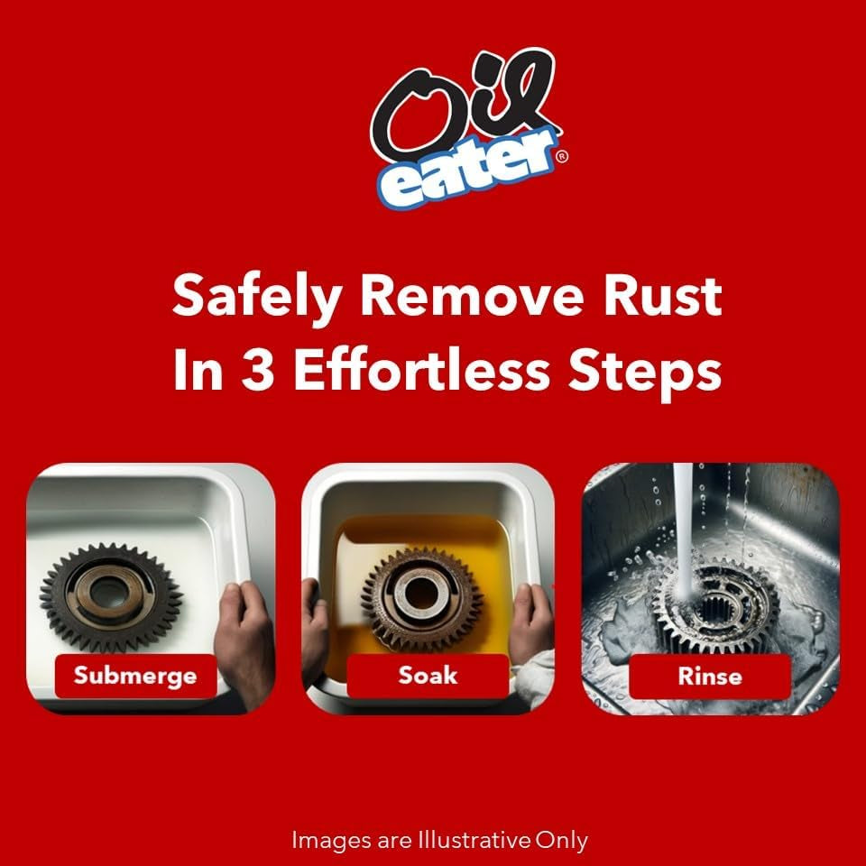 Overnight Rust Remover - Safe & Easy Soak for Tools, Auto Parts, Antiques, 32Oz Concentrate - Makes 1-Gallon