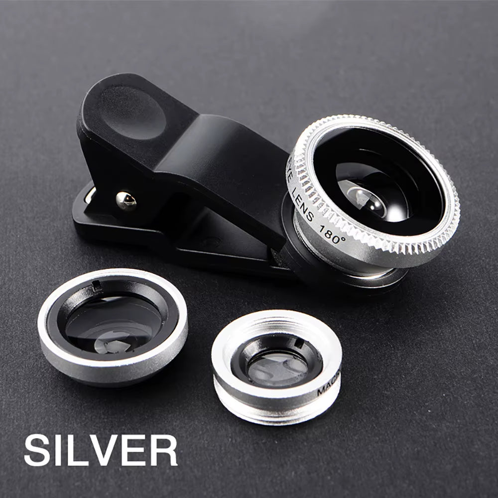3 in 1 Phone Fisheye Lens 0.67X Wide Angle Micro Camera Lens Zoom Fish Eye Smartphone Len Kit with Phone Clip for All Smartphone
