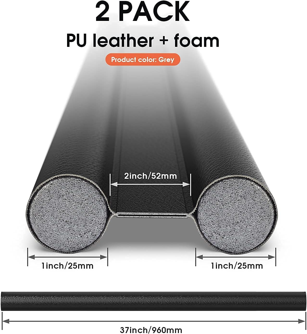 Twin Door Draft Stopper,2 Pack Door Seal Weather Stripping Window Breeze Blocker Adjustable Door Sweeps(Black)…