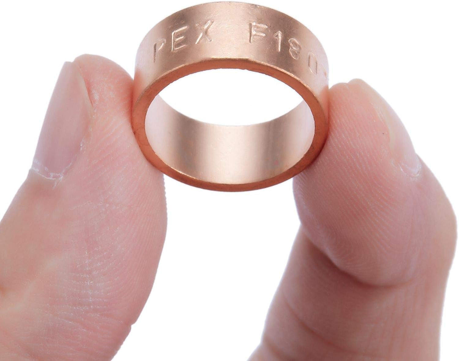 2 Pack Premium Lead-Free Brass 1/2 Inch Pex X 1/4 Inch OD Compression Quarter Turn Angle Stop Valve with 2 PCS PEX Clamp Ring