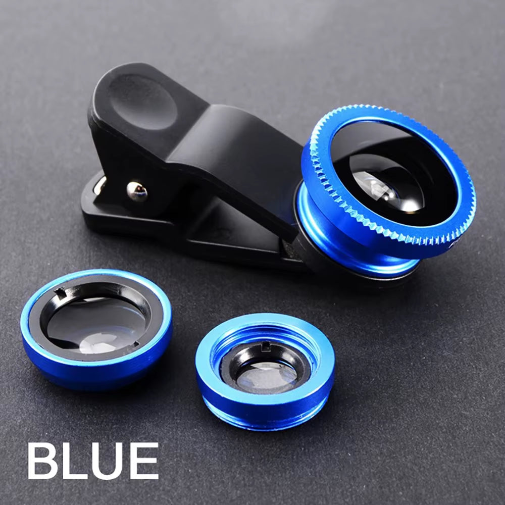 3 in 1 Phone Fisheye Lens 0.67X Wide Angle Micro Camera Lens Zoom Fish Eye Smartphone Len Kit with Phone Clip for All Smartphone