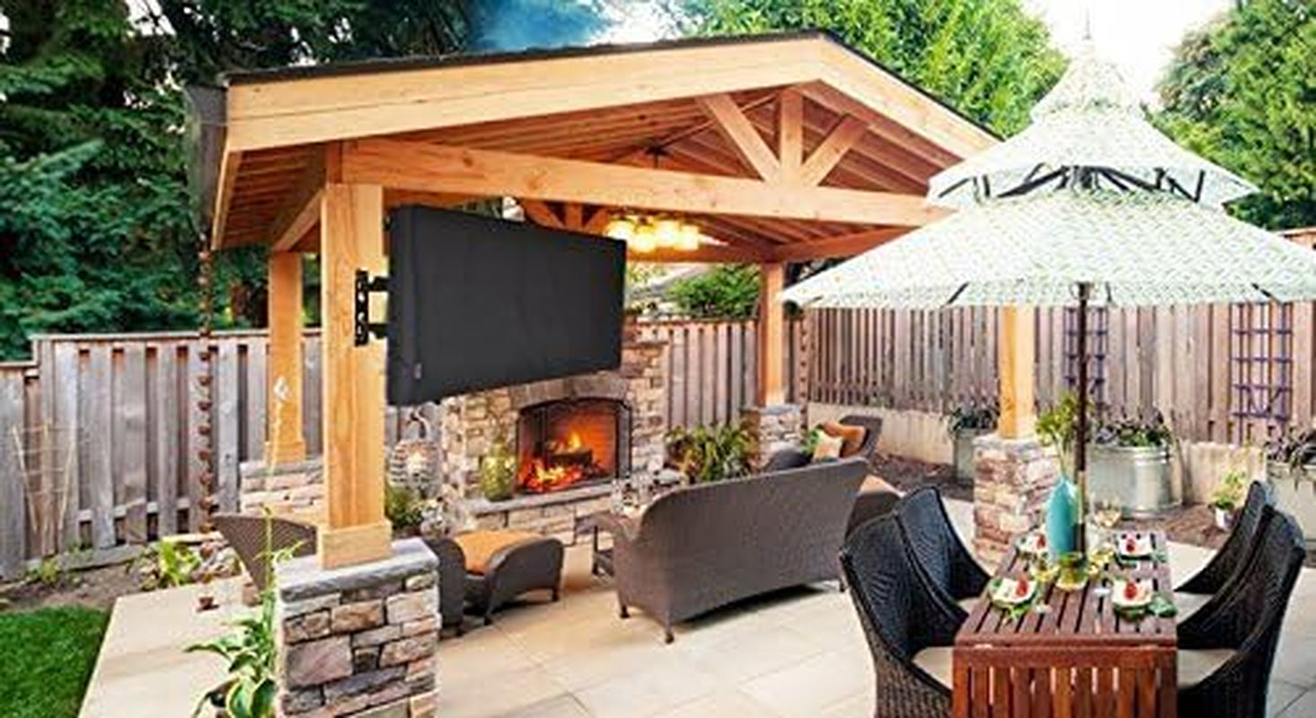 50" Outdoor TV Cover, Black Waterproof Universal Protector for 55'' LCD, LED, Plasma Television Sets - Compatible with Standard Mounts and Stands.