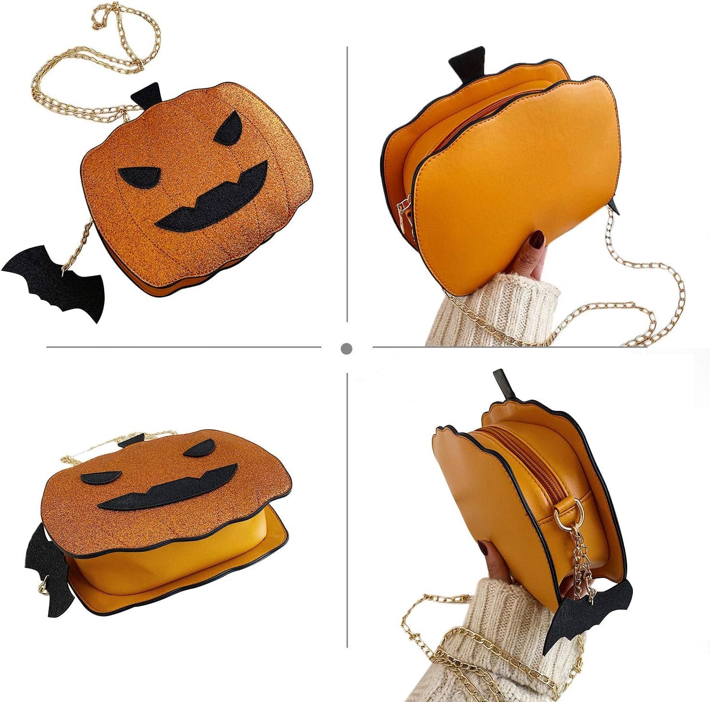 Women Pumpkin Shoulder Bag Novelty Devil Crossbody Purse Fashion Halloween Trick or Treat Purses and Handbags
