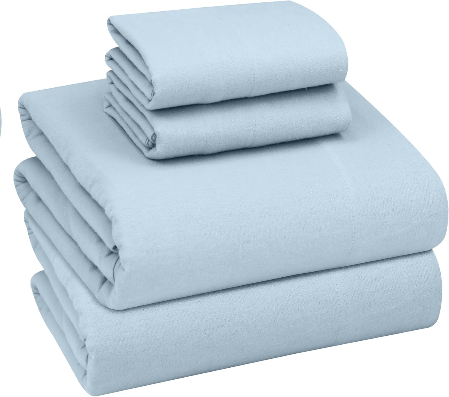 Flannel Sheets California King Size - GOTS Certified 100% Organic Cotton, 4 Piece Warm, Soft & Breathable Set, Deep Pocket Snug Fit, Double Brushed Cozy All Season Bedding, Baby Blue