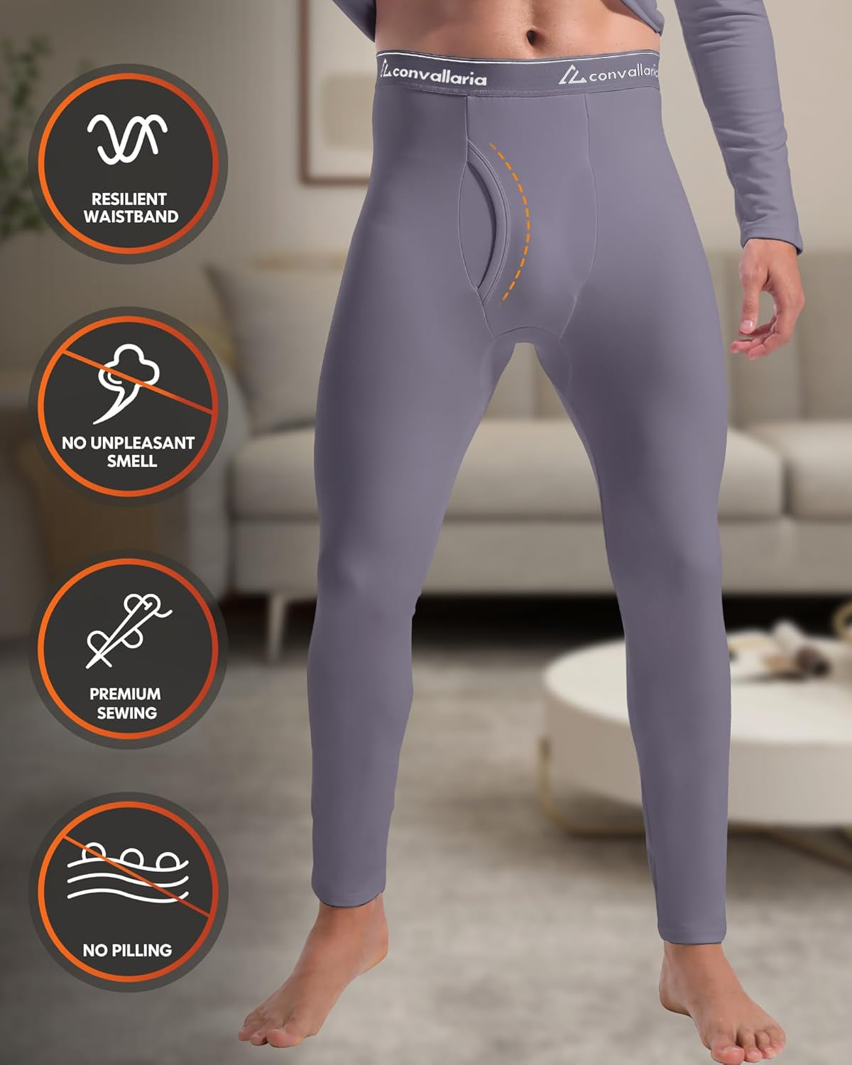 2 Pack Thermal Underwear for Men Long Johns Fleece Lined Base Layer Set Winter Bottom Top 2XS-6XL