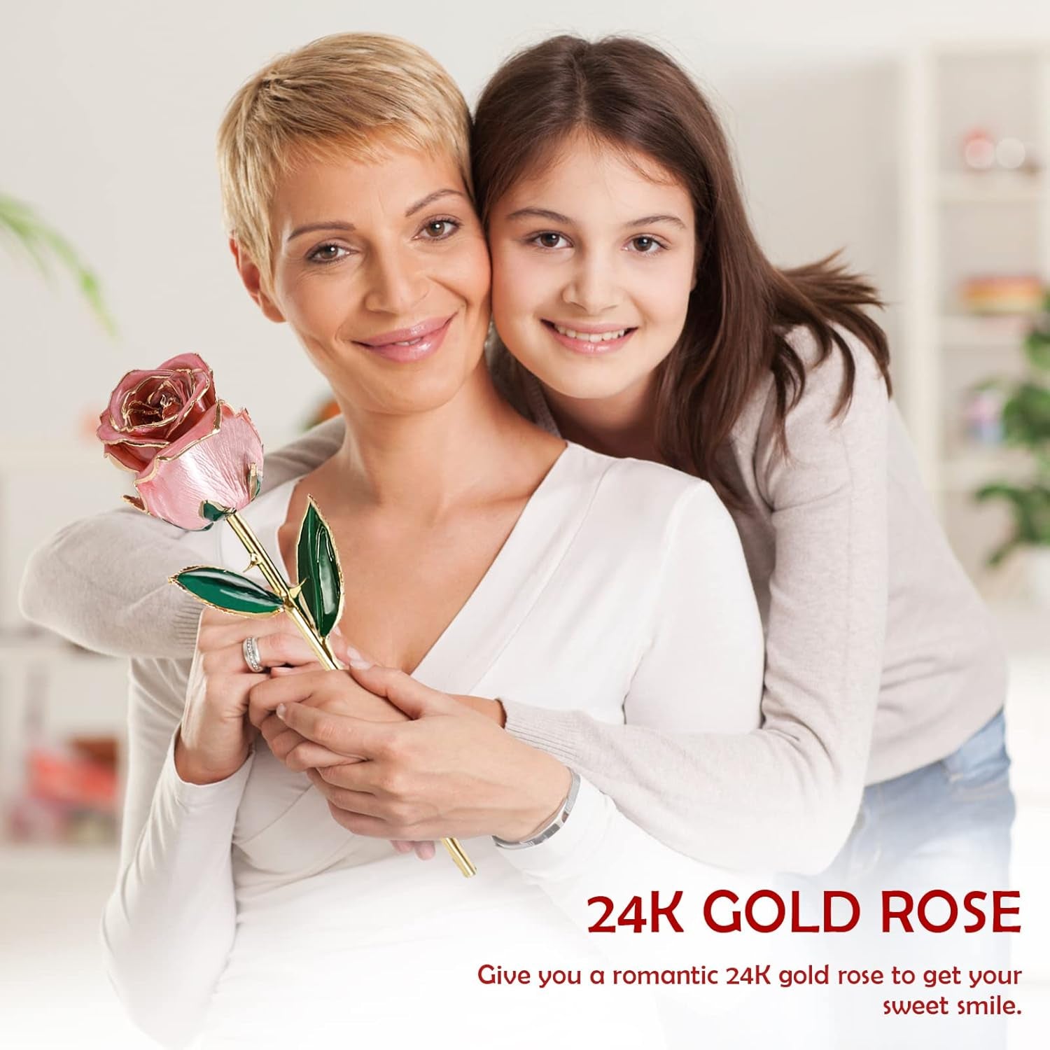 Birthday Gifts 24K Gold Rose, Gold Plated Rose Dipped Rose Everlasting Long Stem Real Rose, Rose Flower Gifts for Valentine'S Day/Christmas/Graduation/Best for Her,Mom,Wife,Women