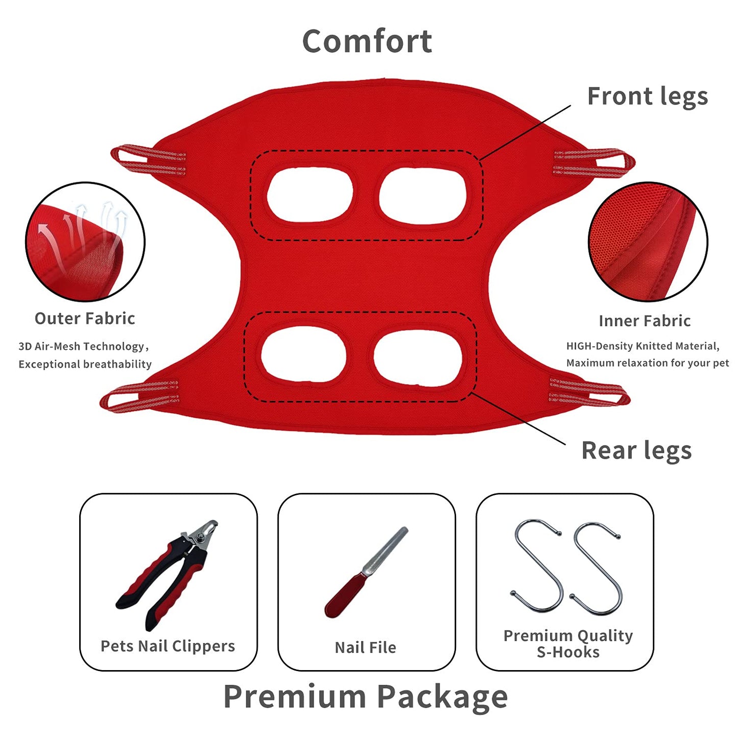 Dog Grooming Hammock,Pet Grooming Harness for Cats & Dogs,4 in 1 Pet Grooming Helper Supplies Kit, Come with Nail Clippers/Trimmer, Nail File, Great for Pet Care at Home