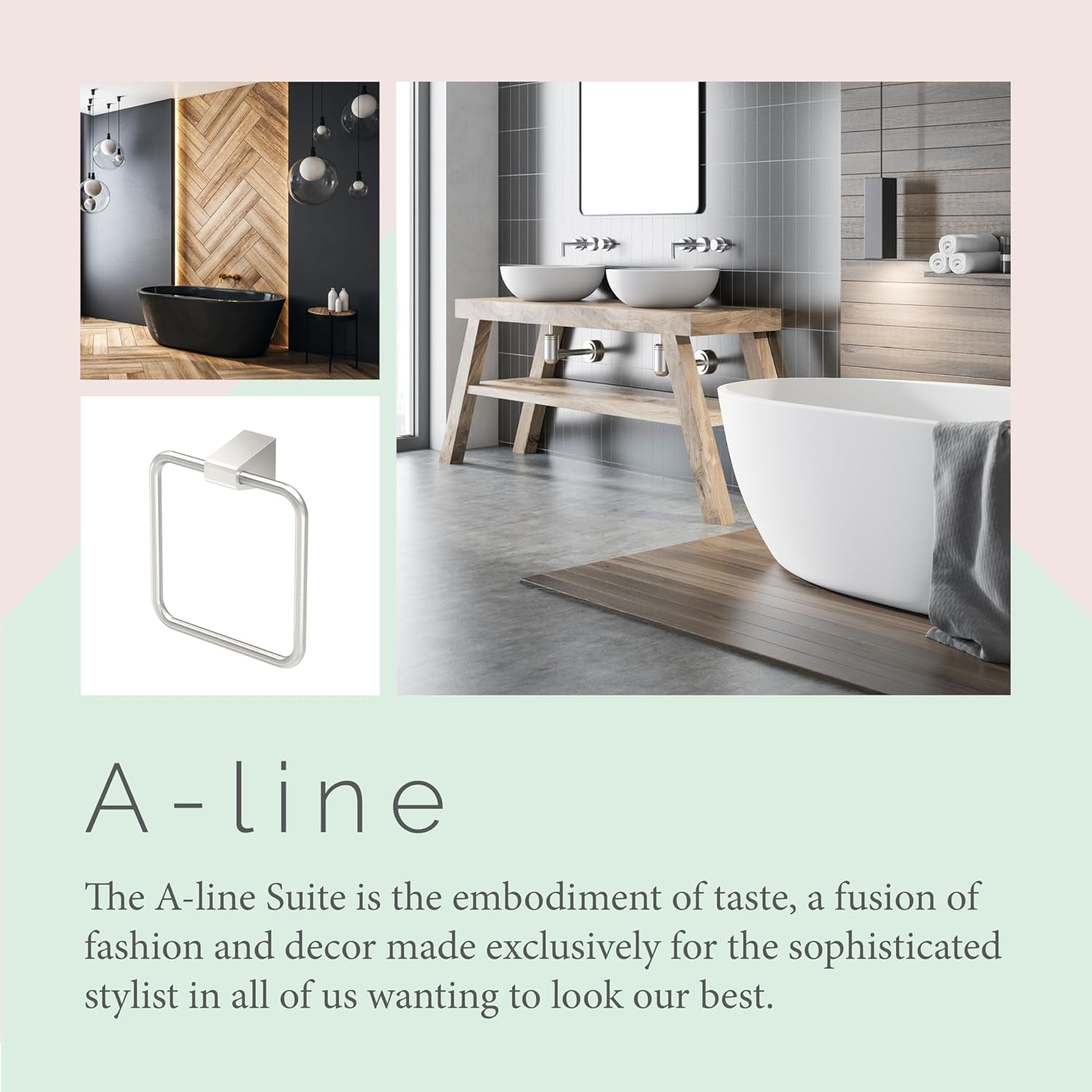 5662 A-Line Towel Ring, Satin Nickel