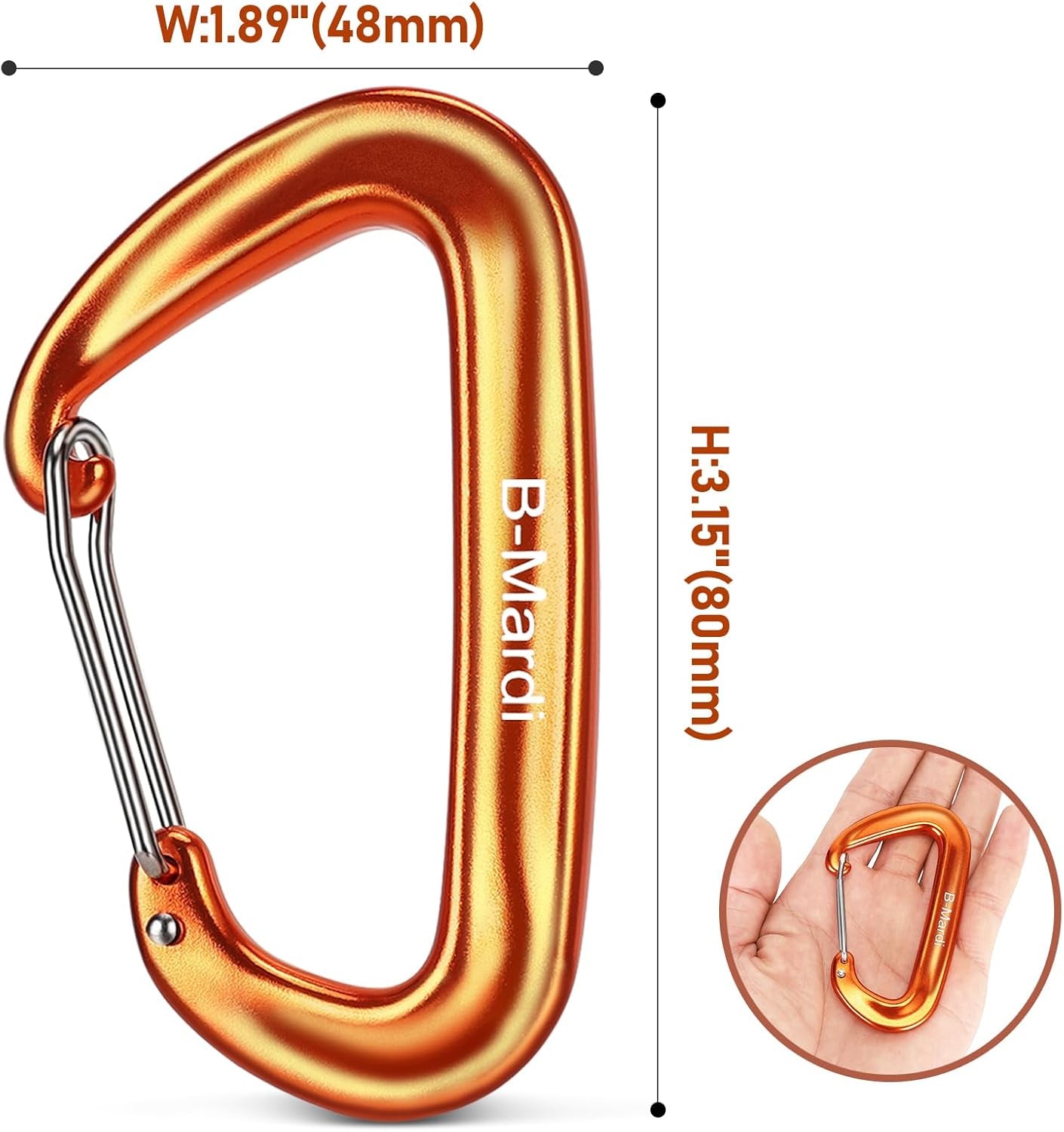 Carabiner Clips Heavy Duty 12Kn (2697 Lbs)-Lightweight Locking Carabiners for Camping, Hiking, Hammock, Dog Leash Harness, Outdoor and Gym Etc, Keychains& Utility