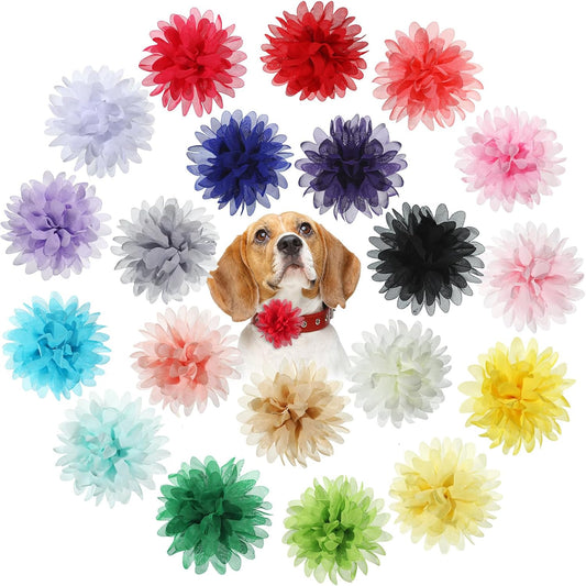 20 Pcs 4.7 Inch Dog Collar Flowers Bow Multicolored Pet Bow Collar Charms Accessories for Puppy Cat Dog Pet Grooming Accessories