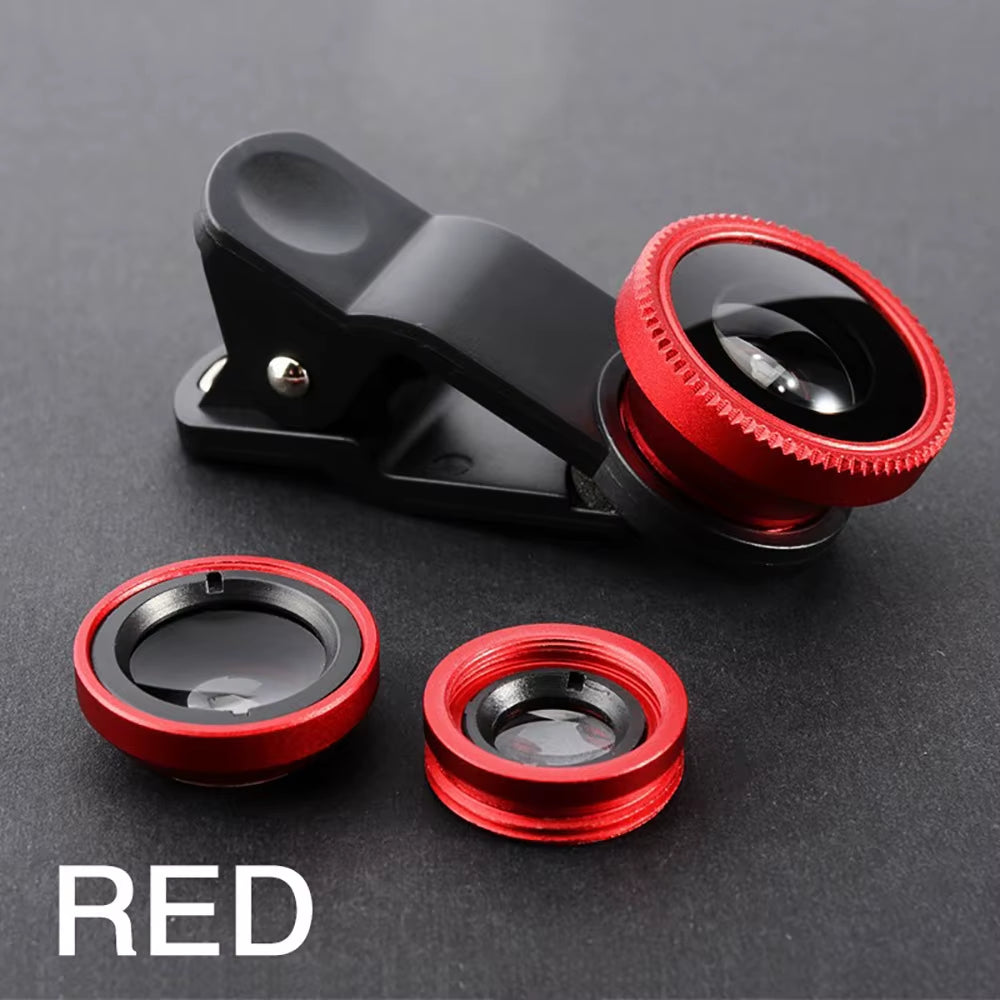 3 in 1 Phone Fisheye Lens 0.67X Wide Angle Micro Camera Lens Zoom Fish Eye Smartphone Len Kit with Phone Clip for All Smartphone