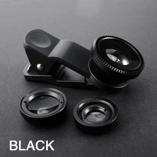 3 in 1 Phone Fisheye Lens 0.67X Wide Angle Micro Camera Lens Zoom Fish Eye Smartphone Len Kit with Phone Clip for All Smartphone