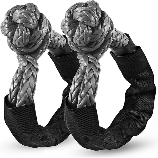 1/2 Inch X 22 Inch Soft Shackles 2 Pack Soft Shackle, (57,000 LBS Breaking Strength) with Protective Sleeve for Off-Road Sailing ATV 4X4 Synthetic Road Recovery Rope Soft Shackle for Recovery