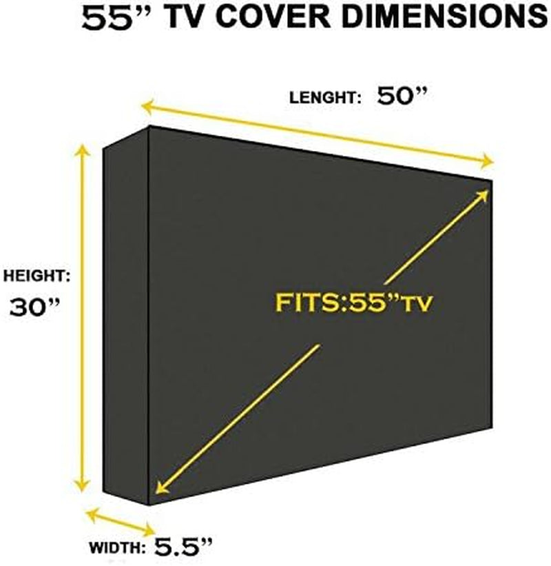 50" Outdoor TV Cover, Black Waterproof Universal Protector for 55'' LCD, LED, Plasma Television Sets - Compatible with Standard Mounts and Stands.