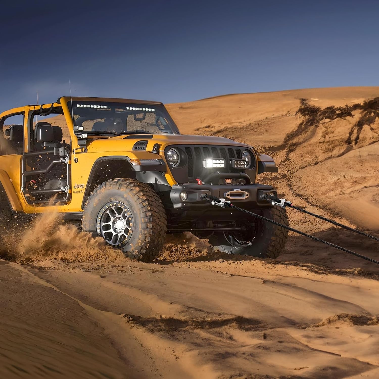 1/2 Inch X 22 Inch Soft Shackles 2 Pack Soft Shackle, (57,000 LBS Breaking Strength) with Protective Sleeve for Off-Road Sailing ATV 4X4 Synthetic Road Recovery Rope Soft Shackle for Recovery