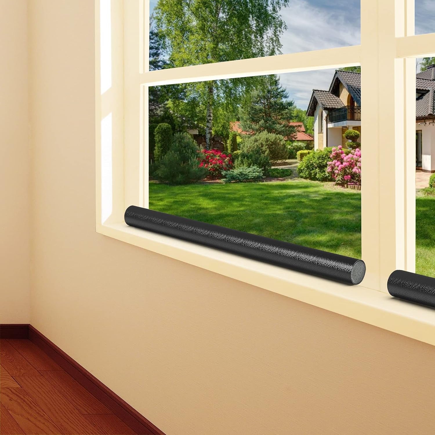 Twin Door Draft Stopper,2 Pack Door Seal Weather Stripping Window Breeze Blocker Adjustable Door Sweeps(Black)…