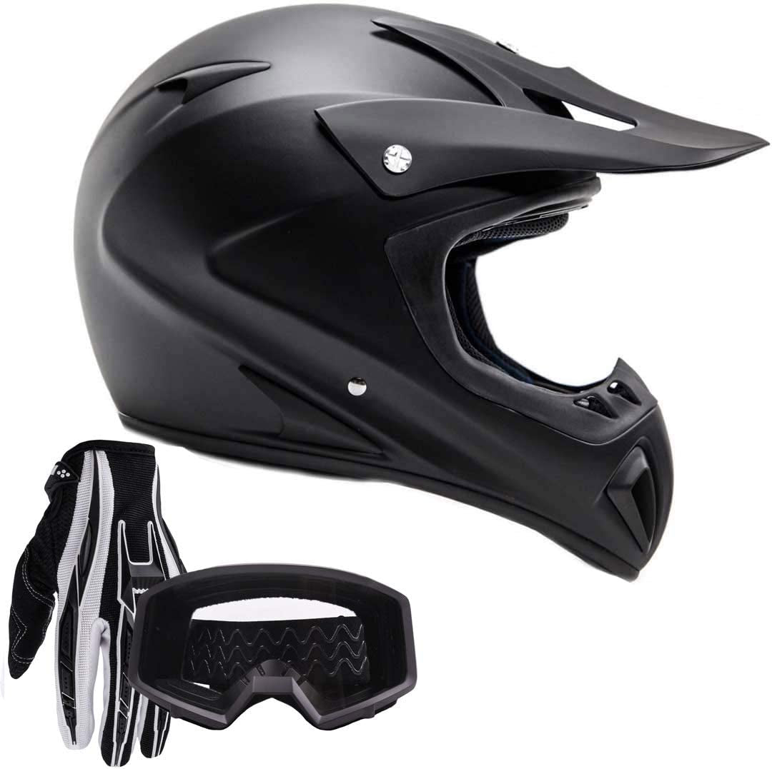 Typhoon ATV Motorcycle Helmet with Goggles & Gloves - DOT Certified Off-Road Racing Protection Gear Set for Adults/Teens - Durable MX Combo Pack