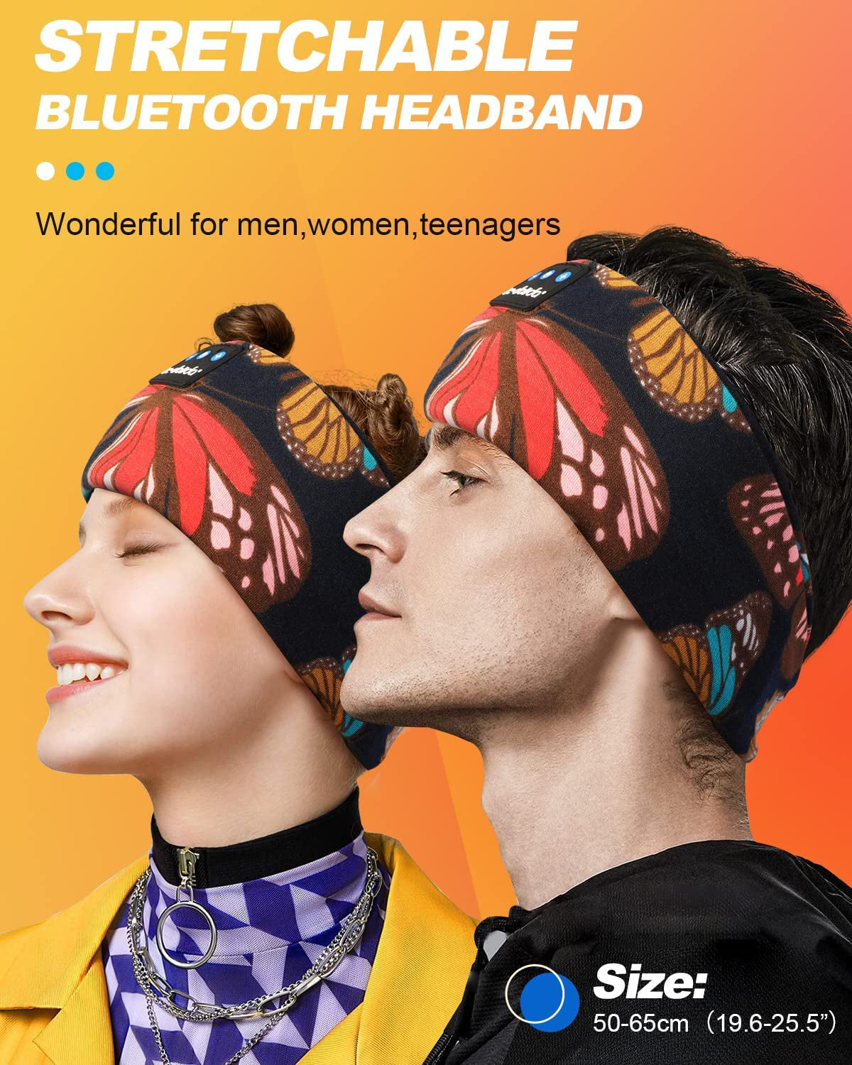 Sleep Headphones Headband Bluetooth 5.4, Sports Headband Earphones Wireless with Speaker Microphone USB C for Women Sleeping Gift Workout Jogging Yoga Insomnia Travel Meditation, Butterfly