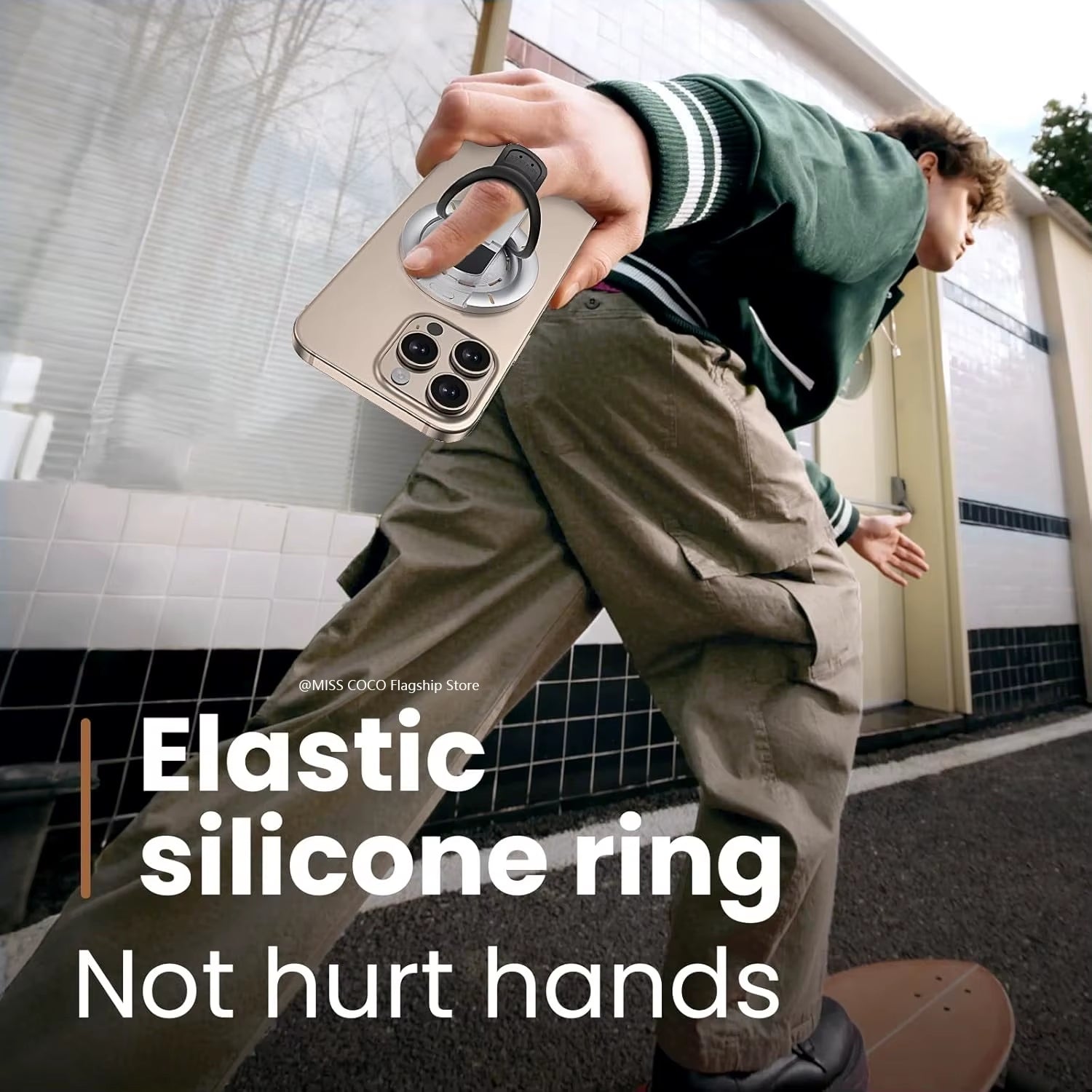 For Magsafe Phone Grip Stand, 3-In-1 Magnetic Finger Ring Holder Double-Sided Magnetic Phone Stand for Iphone 17 16 15 14 13 12