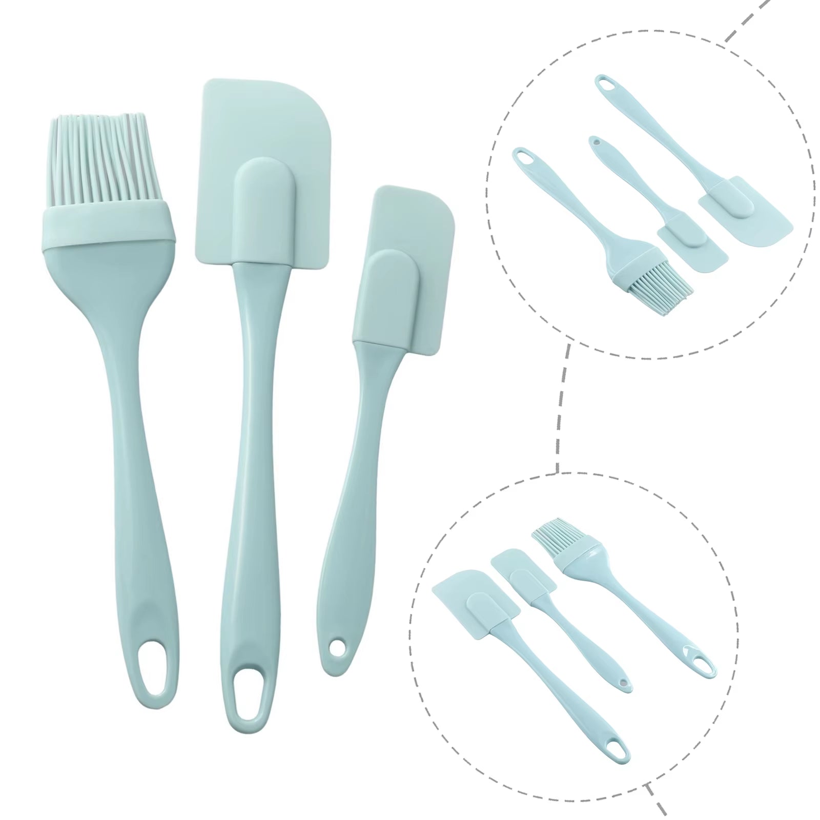 3Pcs Cream Scraper DIY Bread Cake Butter Spatula Mixer Oil Brushs Kitchen Baking Tools Silicone Spatula Non-Stick Kitchen