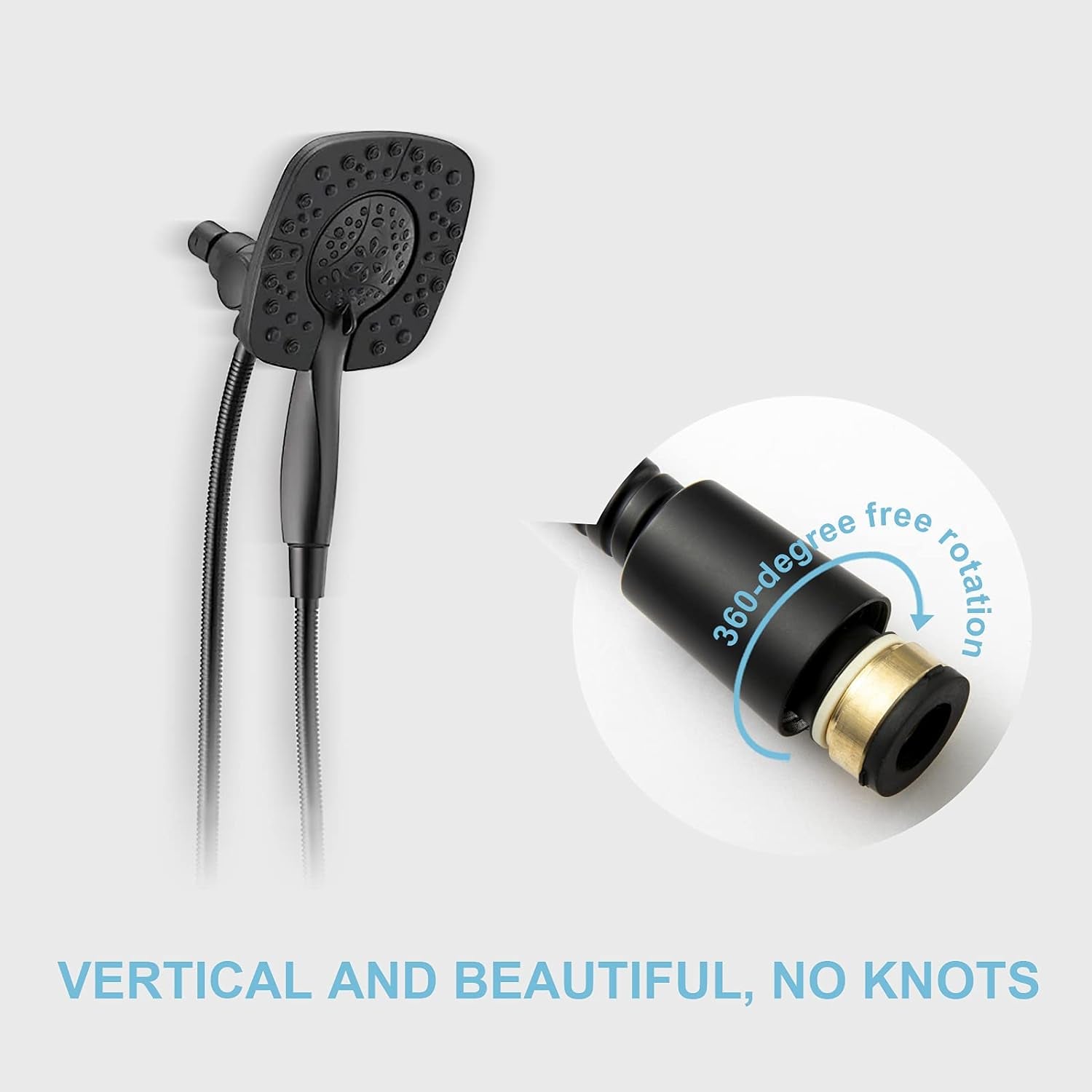 Shower Hose, Kink Free Stainless Steel Shower Hose Attachment Electroplating Handheld Shower Head Hose Flex Hoses Extension with Brass Insert & Nut for Pet Bathing Cleaning 60 Inch, Matte Black