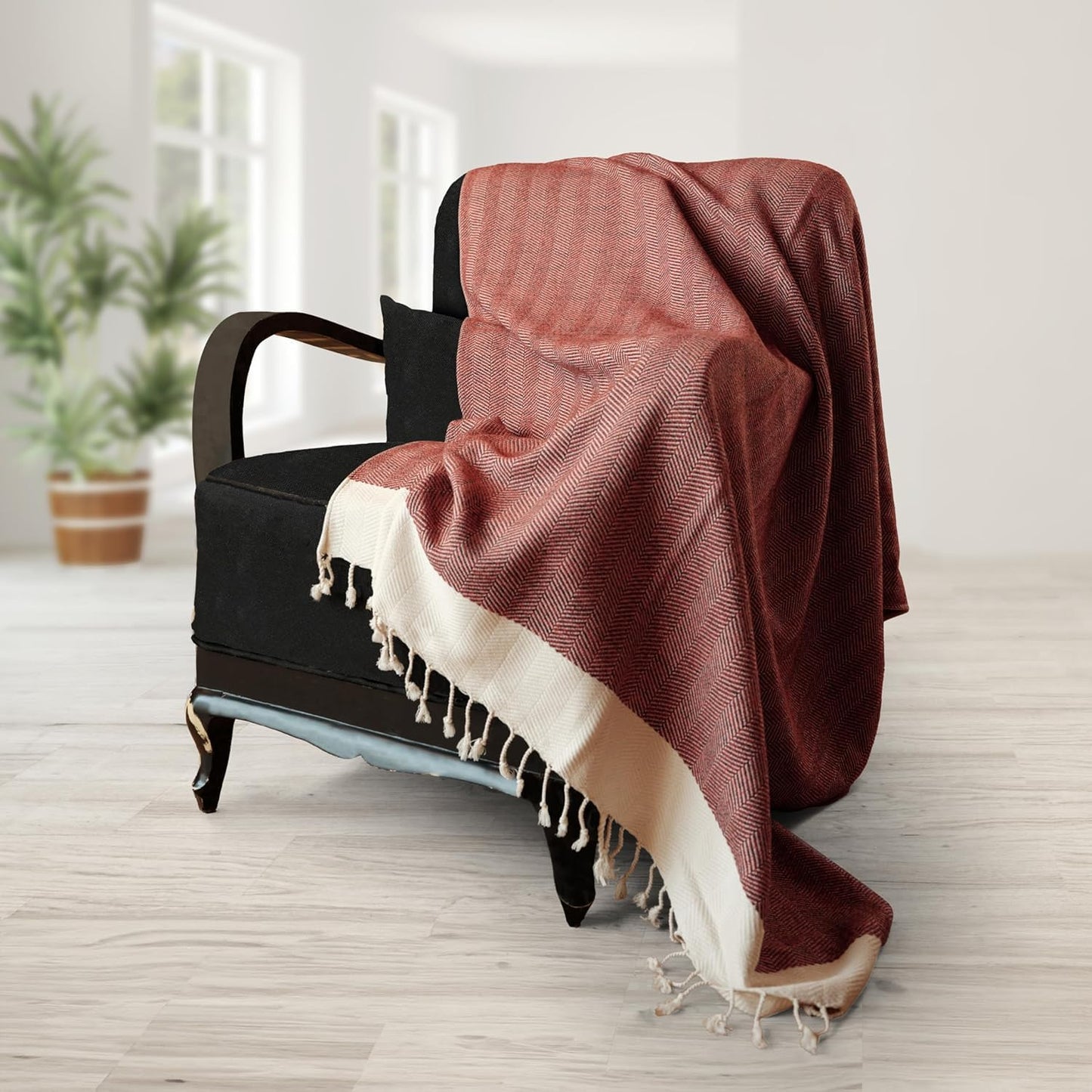 Herringbone Series Throw Blanket, 50X60 Inch, Outdoor Blankets, Throws and Blankets for Couch, Sofa, Bed, Chair, Beach Picnic, Travel Boho Turkish Blanket Throw, Orange