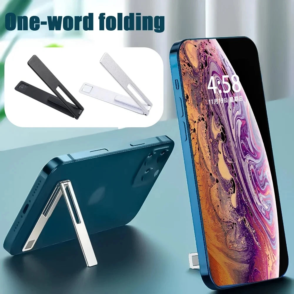 Mobile Phone Holder Bracket Magnetic Ultra Thin Foldable Metal Alloy Desktop Cell Phone Stand for Iphone 15 13 Xiaomi