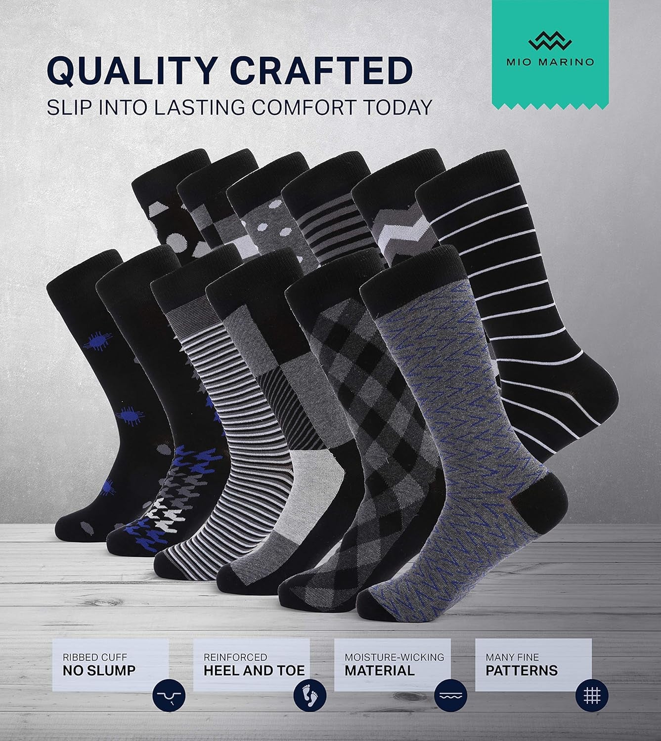 Premium Cotton Odor Resistent Mens Dress Socks | 12 Pack