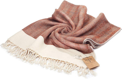 Herringbone Series Throw Blanket, 50X60 Inch, Outdoor Blankets, Throws and Blankets for Couch, Sofa, Bed, Chair, Beach Picnic, Travel Boho Turkish Blanket Throw, Orange