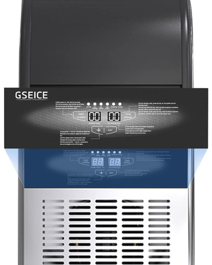 Commercial Ice Maker Machine,90Lbs/24H under Counter Ice Machine with 34Lbs Storage Ice Bin, Stainless Steel Small Ice Maker Ideal for Home Coffee Shop Bars and Restaurant