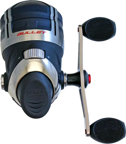 Bullet Spincast Fishing Reel, Size 30 Reel, Fast 29.6 Inches per Turn, Gripem All-Weather Handle Knobs, Pre-Spooled with 10-Pound  Fishing Line, Black (2017)
