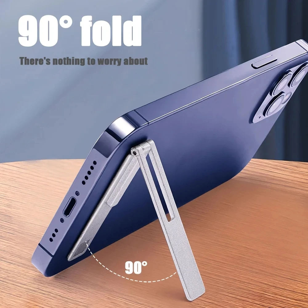 Mobile Phone Holder Bracket Magnetic Ultra Thin Foldable Metal Alloy Desktop Cell Phone Stand for Iphone 15 13 Xiaomi