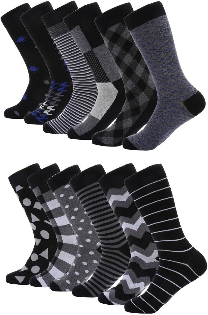 Premium Cotton Odor Resistent Mens Dress Socks | 12 Pack