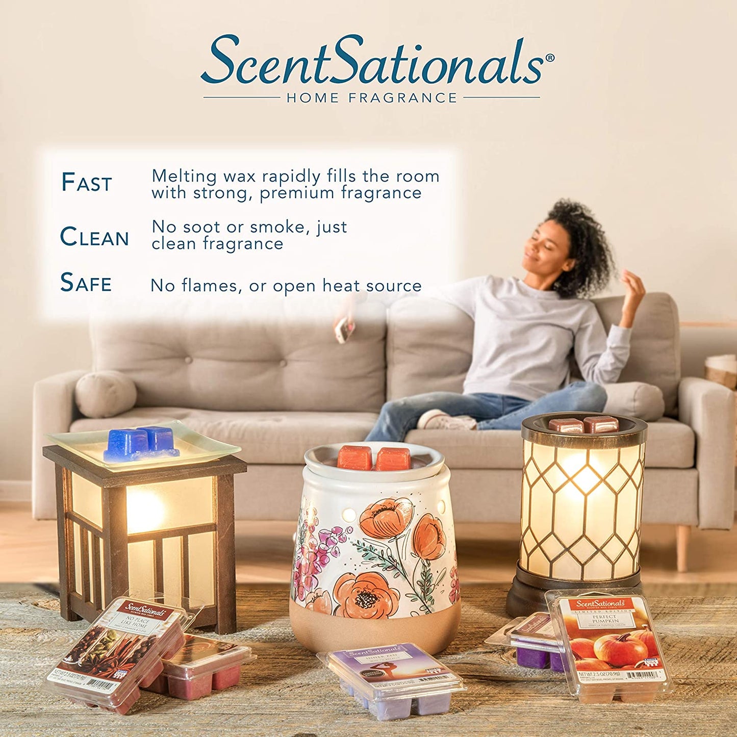 Wax Melt Warmer - Art Glass Collection Allure - Melter for Scented Wax, Fragrance Cubes and Tarts